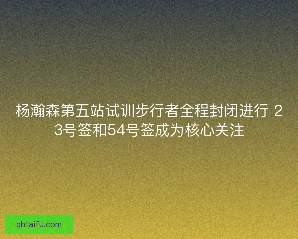杨瀚森第五站试训步行者全程封闭进行 23号签和54号签成为核心关注